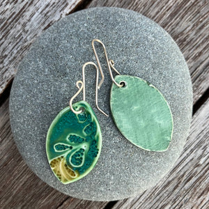 Emerald green leaf earrings
