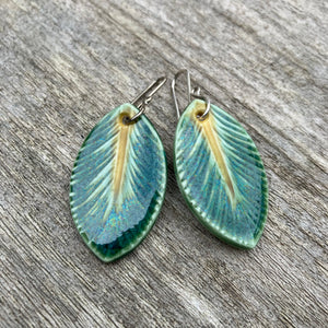 Emerald/honey leaf earrings