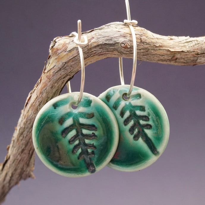 Jade green disc earrings
