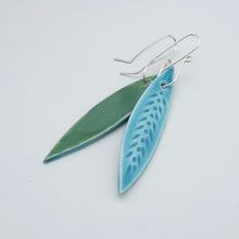 Load image into Gallery viewer, Long Leaf - turquoise green - silver hook