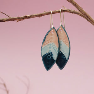Tri-coloured Leaf Drop Earrings