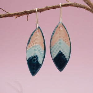 Tri-coloured Leaf Drop Earrings