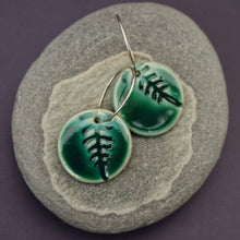 Load image into Gallery viewer, Jade green disc earrings