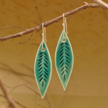 Load image into Gallery viewer, Emerald Green Leaf Earrings