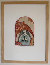 Load image into Gallery viewer, Goddess of Dreams Moth Wings Arch Strength Floral Embroidery Textile Art Rust Gold